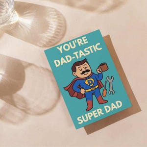 Cartão de Super Pai Fantástico, Cartão Engraçado para o Dia dos Pais, Download Digital, Presente para Pai Imprimível, Cartão de Pai Herói de Desenho Animado, Download Instantâneo