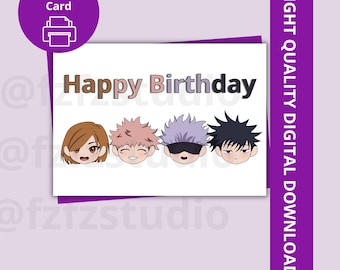 Jujutsu Kaisen Geburtstagskarte | Kawaii Anime Geschenk (Printable Digital Download)