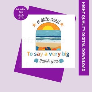 Hand Drawn Sunset Beach Thank You Card (Printable)