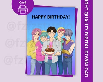タレントカード Happy Birthday Card K-POP K-pop Anime Birthday Greeting | Demon Hunter E-card for Teens