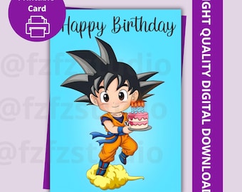 Dragon Ball Goku Birthday Card | Kawaii Anime (Digital Download)