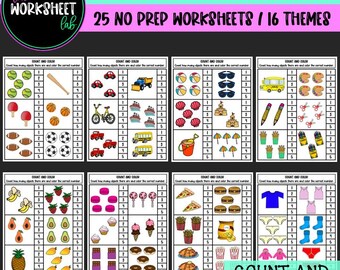 Counting Objects to 5 Worksheets (COLOUR)
