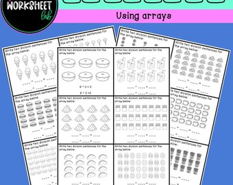 Division - Using Arrays Worksheets (B&W)