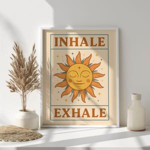 Inhale Exhale Sun Print: Boho Meditation Wall Art Print