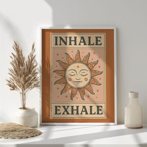 Inhale Exhale Sun Print: Boho Meditation Wall Art Print