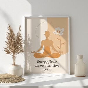 Energy Flows Where Attention Goes Mental Health Prints, Psychology Posters, Printable Wall Art for Therapy Office Decor, Digital Downloads