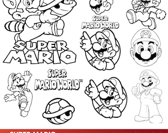 Super Mario Bros. Vector Pack: Cut Files, Clipart, Font (SVG, PNG, PDF)