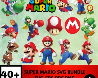 Super Mario Cliparts, Alphabet Bundle (svg, png, eps, pdf)
