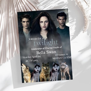 Twilight Saga Birthday Invitation Template - Editable Digital Download, Pintable/Customisable Twilight-themed Birthday Party Invitation