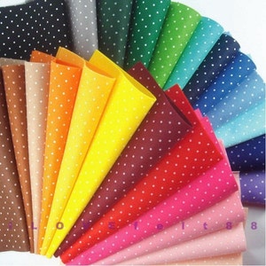 22 Printed White Polka Dots Felt Sheets 20cm x 20cm per sheet P20x20 image 1