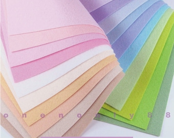 20 Pastels Felt Collection - 20cm x 20cm per sheet