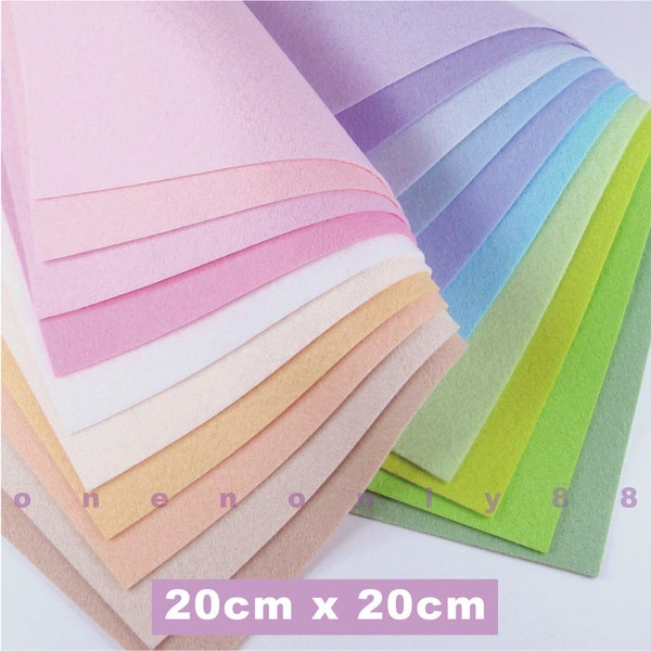 20 Pastels Felt Collection - 20cm x 20cm per sheet