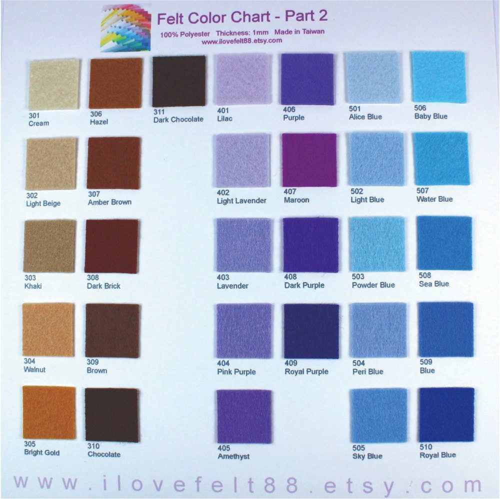 20 Plain Felt Sheets 20cm X 20cm per Sheet Pick Your Own Colors a20x20 ...