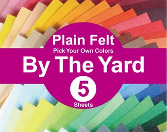 5 YARDS Plain Felt Fabric - pick your own colors (A1y)