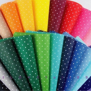 22 Printed White Polka Dots Felt Sheets 20cm x 20cm per sheet P20x20 image 2