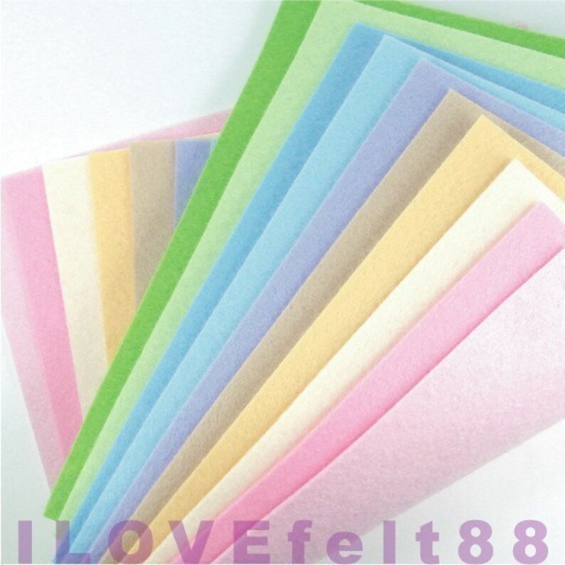 Felt Fabric 10 Pastels Collection 20cm x 20cm per sheet Etsy