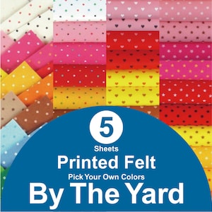 5 YARDS Printed Felt Fabric pick your own colors PR1y image 1