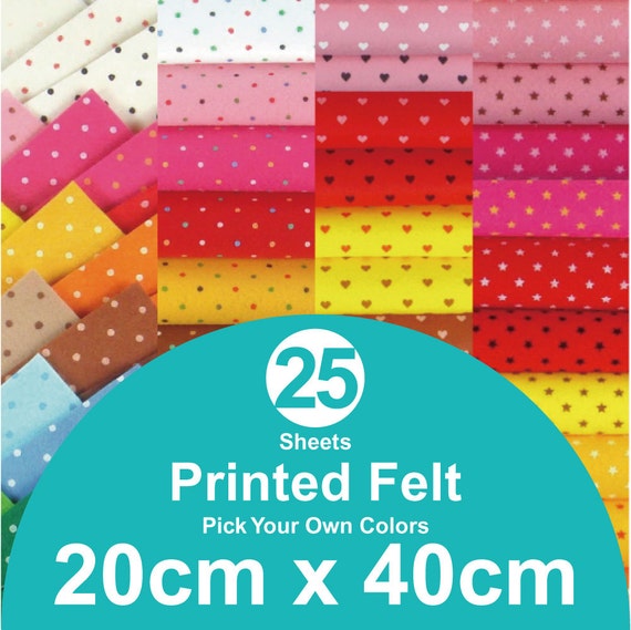 25 Printed Felt Sheets 20cm X 40cm per Sheet Pick Your Own | Etsy
