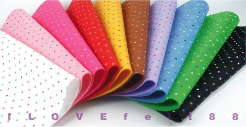 20cm x 20cm per sheet MP20x20 Pick your own color 1 Printed Multi Colored Polka Dots Felt Sheet