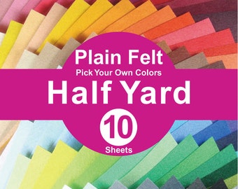 10 HALF YARD Plain Felt Fabric - pick your own color (A1/2y)