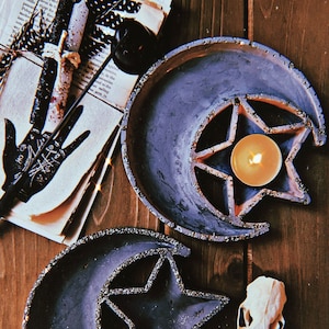 Concrete Moon & Star Trinket Tray/ Ashtray/Tea light holder