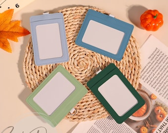 Porte-badge d'identité de couleur unie : porte-cartes personnalisable en similicuir pour infirmière enseignante étudiante employée de bureau, tour de cou personnalisé, cadeau