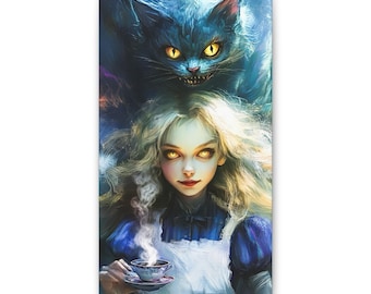 Cheshire Cat and Alice Canvas Stretched 0.75" | Fantasy Wall Art