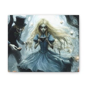 Eerie Alice in Wonderland Tale Canvas Art, Wall Decor, Gothic Home Decor, Halloween Art, Fantasy Artwork, Alice in Wonderland Inspired