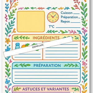 Fiches recettes à imprimer – 2 par page – Format A4 – PDF prêt à télécharger
