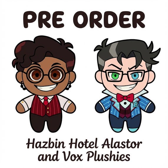Human Alastor & Vincent Human Vox Plushies – Hazbin Hotel Season 2