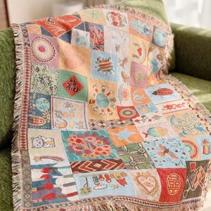 Project Hail Mary Knitted Patchwork Blanket | World Puzzle Map Throw 125x155cm | Sci-Fi Bookish Sofa Couch Blanket | Fan Art Space Decor