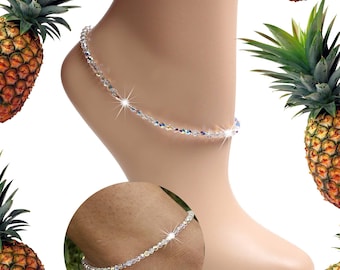 Cavigliera con cristalli Swarovski: chiusura in argento sterling, finitura Aurora Boreale