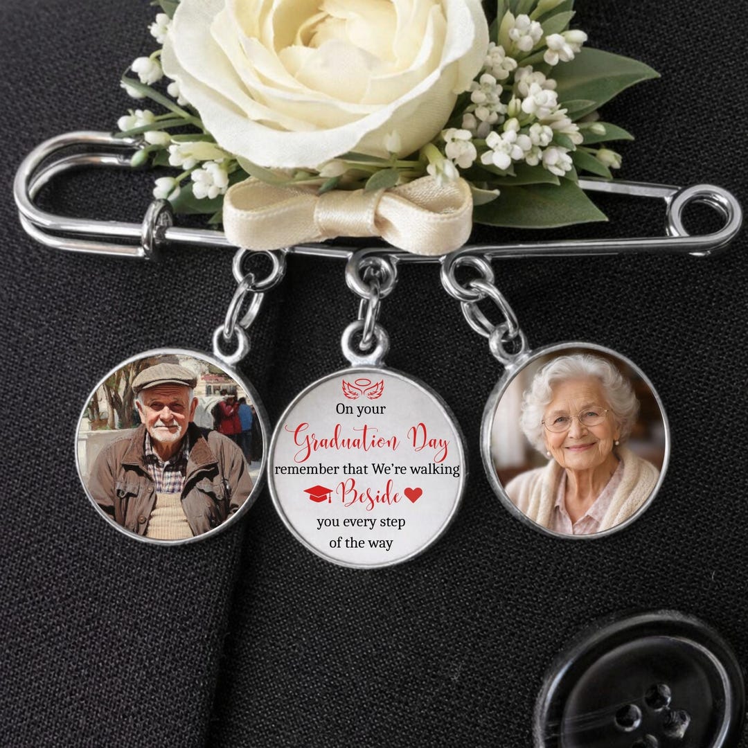 Personalized Graduation Lapel Pin With Photo Charms, Graduation Day ...