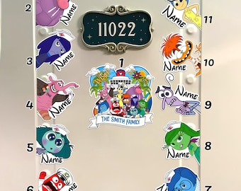 Personalized All D N  Characters Inside Out 2 Cruise Line Magnet, Joy Sadness Anger Anxiety Envy D N  Cruise Magnet, Family Cruise Door