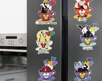 Personalized D N  Villains Door Magnet, Pick Your Poison Female Villains Characters Teacup Door Room Magnet, Evil Queen Cruella Magnet