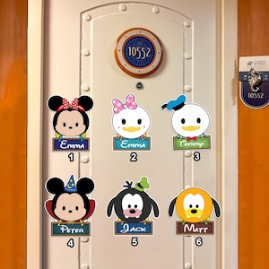 Personalized Mickey And Friends Disney Cruise Door Magnets, Custom Mickey Minnie Donald Daisy Pluto Goofy Name Tags, Disney Door Magnet