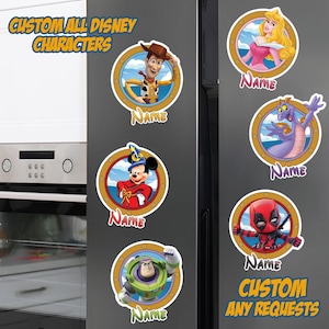 Personalized Disney Characters Cruise Line Magnet, Custom Disney Mickey Princess Toy Story Cruise Door Decor, Disney Magnet Stateroom Decor