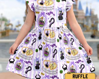 WDW Villains Ruffle Dress, Evil Queen Maleficent Ursula Inspired Dress, Gothic Athletic Dress, Halloween Outfit Girls' Trip