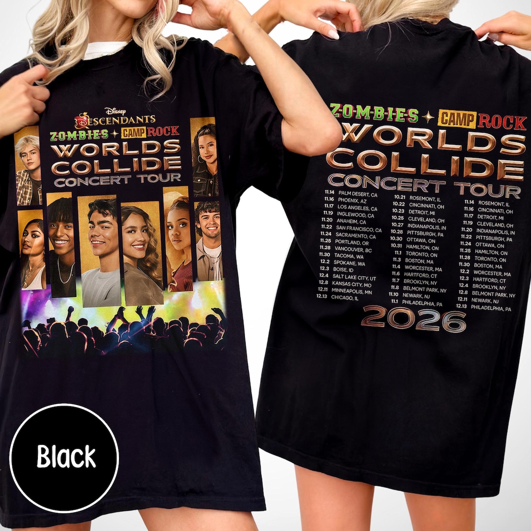 Disney Descendants Zombies Camp Rock Worlds Collide Concert Tour Shirt ...