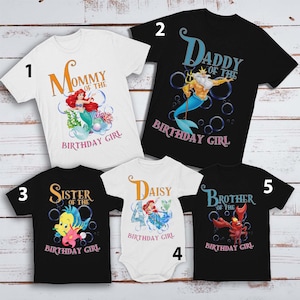 Personalized The Little Princess Family Birthday Shirts, Princess Mermaid Birthday Girl Theme Party, Mermaid Family Matching T-Shirt