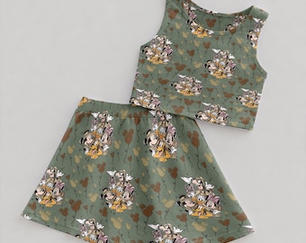 Ensemble jupe-short vert jungle aventure Activewear, jupe-short Minnie Safari Mickey Mouse, tenue Animal Kingdom, robe de voyage Wild One Zoo WDW