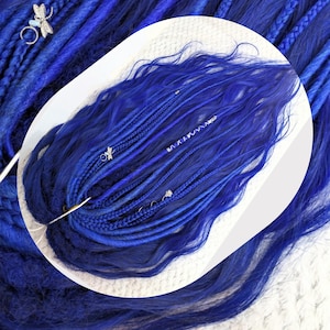 Blue boho dreads Curly crochet dreadlocks Ombre dready waves Bohemain braids and dreads Festival hair extensions Synthetic temporary locs