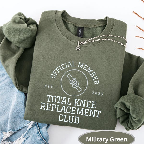 Knee Replacement Sweatshirt, Total Knee Replacement Club Gift, Personalized Surgery Year Crewneck, Funny Knee Surgery Recovery Sweater