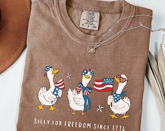 Silly Goose Fourth of July T-Shirt, 1776-2026 Semiquincentiennial Tee, Cute Patriotic Americana Shirt