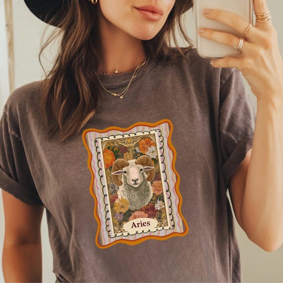 Aries T-Shirt, Comfort Colors Zodiac Shirt, March & April Birthday Idea for Women, Aries the Ram Astrology Tee
