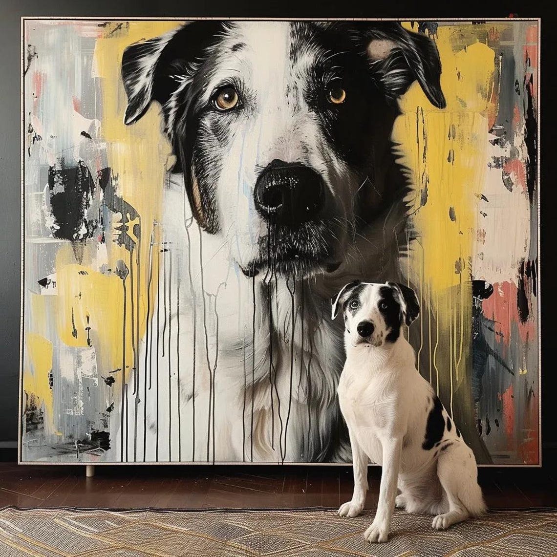 Custom Pet Portrait on Canvas – Modern Dog & Cat Wall Art From Photo ...