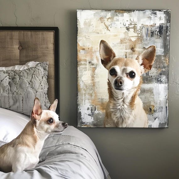 Custom Pet Portrait Canvas: Modern Minimalist Dog Cat Wall Art