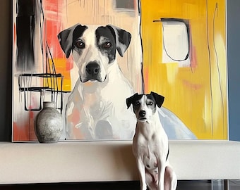 Custom Pet Portrait on Canvas – Modern Dog & Cat Wall Art from Photo, Personalized Pet Memorial Gift, Custom Pet Painting for Home Decor