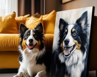 Custom Abstract Pet Portrait Canvas: Modern Dog & Cat Art Keepsake