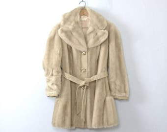 Vintage 70's faux fur coat, statement coat, winter coat, suede leather coat, size medium